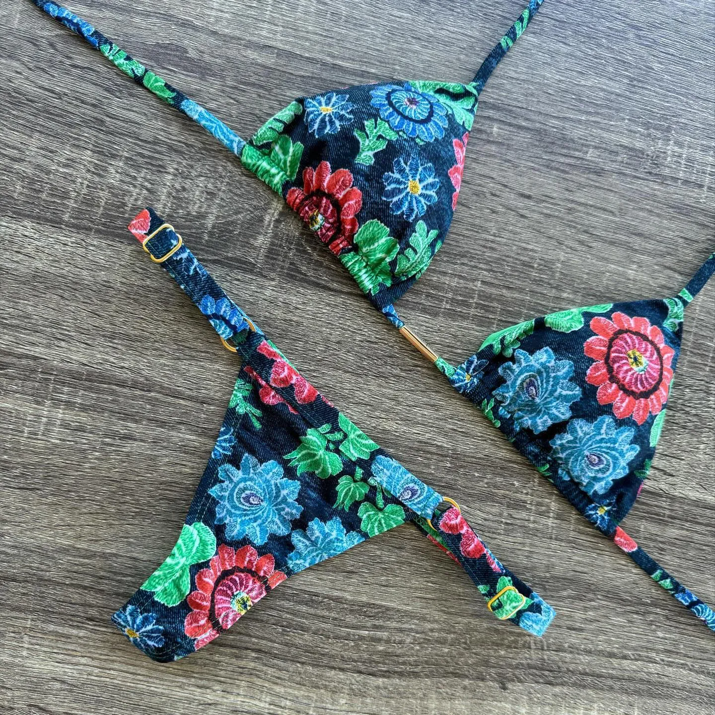 Fashion Flower Print Sexy Split Bikini