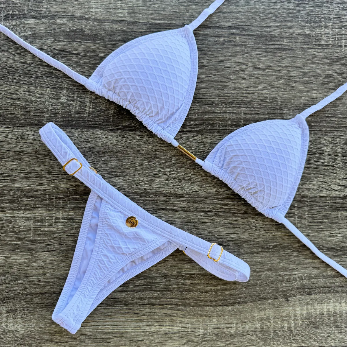 Solid Color Print Sexy Split Thong Bikini