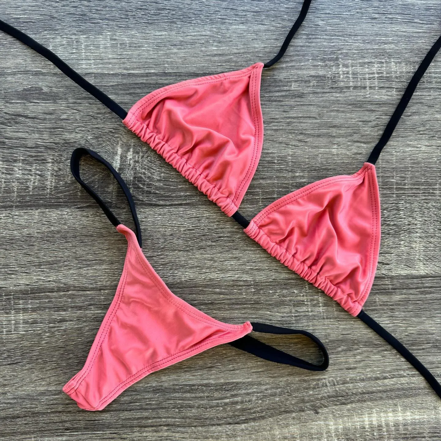 Solid Color Contrast Print Sexy Split Bikini