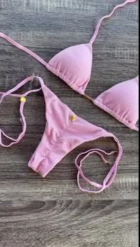 Solid Color Print Strappy Sexy Split Bikini