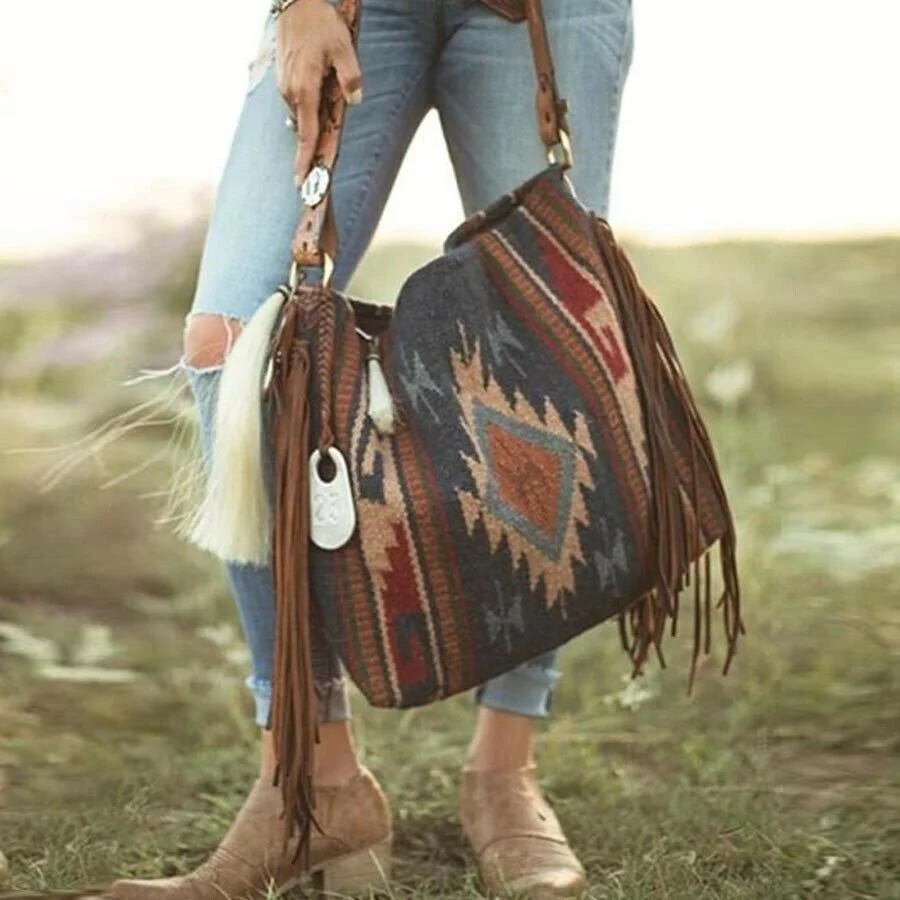 Vintage Leather Fringe Handbag